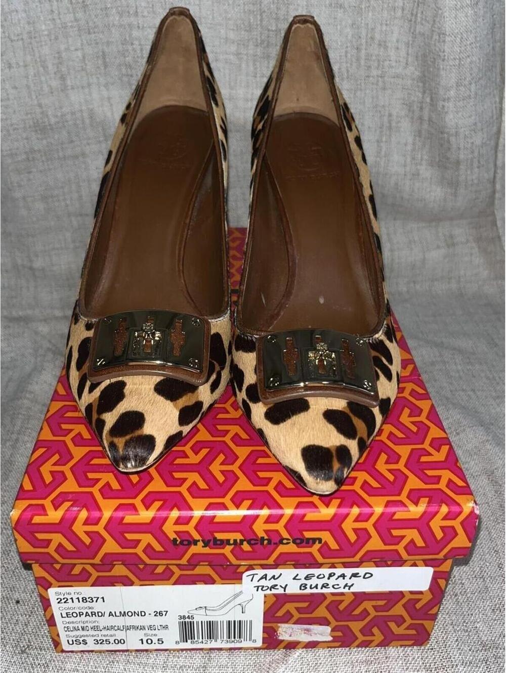 Tory Burch Celina Leopard Print Calf Hair Heels 10.5 w/ Box
